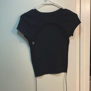 Size S Womens Backless Black Crop Tee
